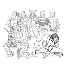 Coloriage Avengers réunis en groupe