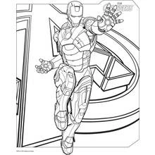 Coloriage Iron Man en plein vol, mains levées
