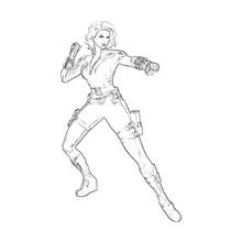 Coloriage Black Widow en position de combat