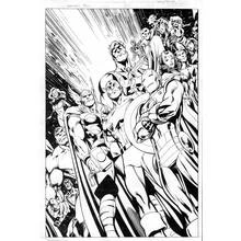 Coloriage Super-héros Avengers réunis en groupe héroïque