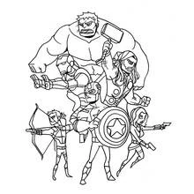 Coloriage Avengers réunis prêts au combat