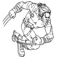 Coloriage Wolverine bondissant griffes sorties