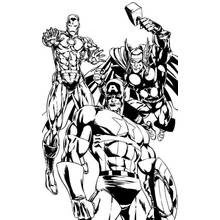 Coloriage Iron Man, Captain America et Thor réunis
