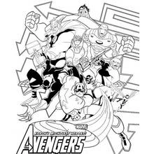 Coloriage Avengers en pleine action sur une affiche