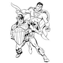 Coloriage Captain America et Superman côte à côte