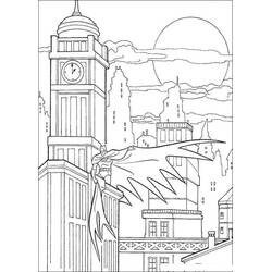 Coloriage Batman debout sur un toit à Gotham City