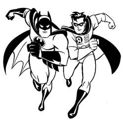 Coloriage Batman et Robin en action