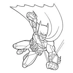 Coloriage Batman en action avec sa cape qui vole