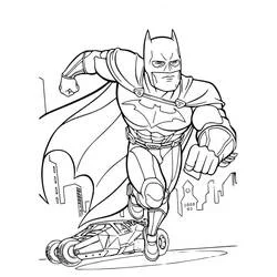 Coloriage Batman en pleine course dans la ville
