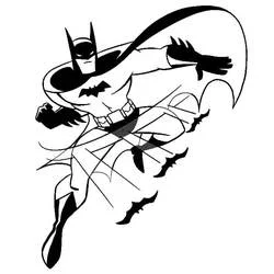 Coloriage Batman en action avec des chauves-souris