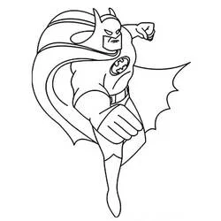 Coloriage Batman en vol, cape ondulant dramatiquement