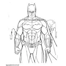 Coloriage Batman debout dominant la ville