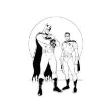 Coloriage Batman, Robin et un grand disque lunaire