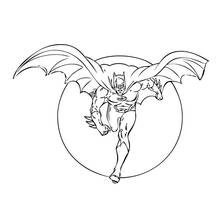 Coloriage Batman en pleine course, cape déployée