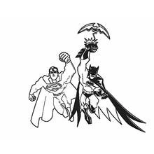 Coloriage Batman et Superman s'élançant à l'action