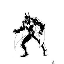 Coloriage Batman Beyond en position de combat