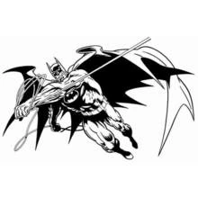 Coloriage Batman en plein élan sur sa corde