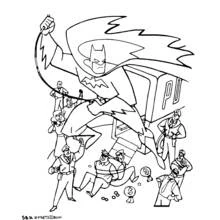 Coloriage Batman sautant au-dessus d'une voiture de police