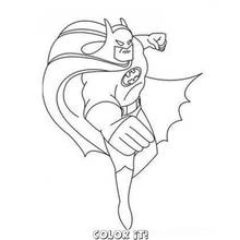 Coloriage Batman volant le poing en avant