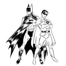 Coloriage Batman et Robin côte à côte