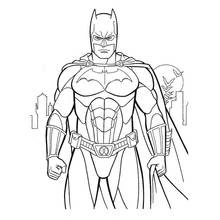 Coloriage Batman debout face à la ville