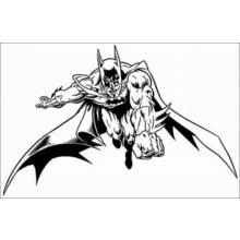 Coloriage Batman volant, cape déployée