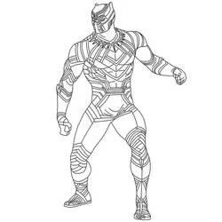 Coloriage Black Panther debout aux motifs géométriques