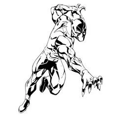 Coloriage Black Panther bondissant à l'attaque