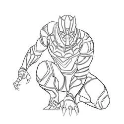 Coloriage Black Panther accroupi en position de combat