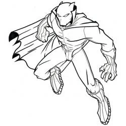 Coloriage Black Panther en plein saut d'action