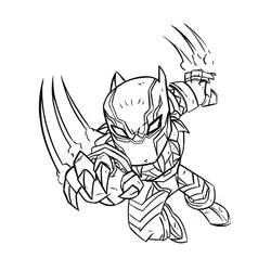 Coloriage Black Panther en pose d'action chibi