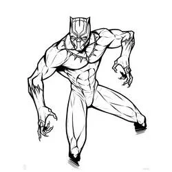 Coloriage Black Panther en position d'action accroupie