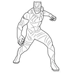 Coloriage Black Panther jambes écartées, poings serrés