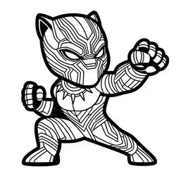 Coloriage Black Panther chibi aux poings levés