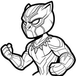 Coloriage Black Panther chibi à l'emblème félin