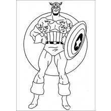 Coloriage Captain America poing contre la poitrine, masque ailé