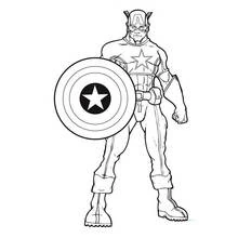 Coloriage Captain America debout en tenue patriotique