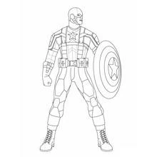 Coloriage Captain America debout prêt avec son bouclier
