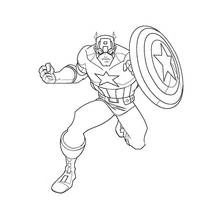 Coloriage Captain America chargeant avec son bouclier