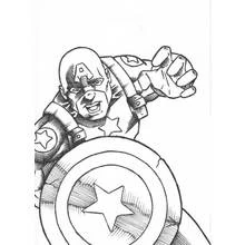 Coloriage Captain America poing levé avec son bouclier