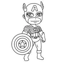 Coloriage Captain America chibi avec bouclier