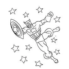 Coloriage Captain America volant avec son bouclier