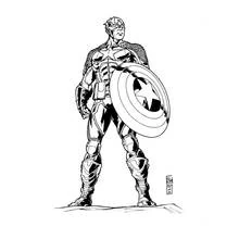 Coloriage Captain America avec genouillères et bottes renforcées