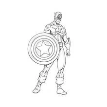 Coloriage Captain America de face, bottes aux revers repliés