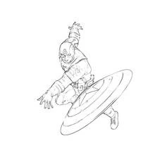 Coloriage Captain America lançant son bouclier