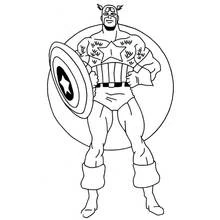Coloriage Captain America héroïque devant un grand cercle