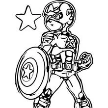 Coloriage Captain America avec son bouclier étoilé