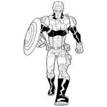 Coloriage Captain America marchant avec son bouclier