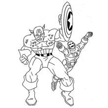 Coloriage Captain America et Iron Man prêts au combat