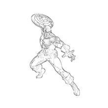 Coloriage Captain America en pleine action de combat
